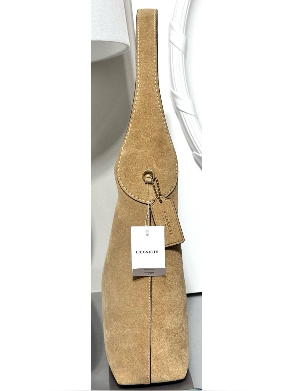 COACH Brooklyn Suede Shoulder Handbag 28, SAND - Picture 4 of 8